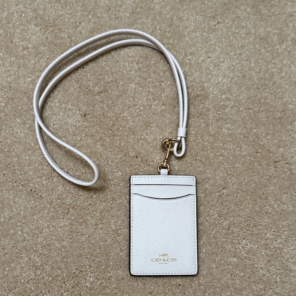 Coach Cream Card Holder with Gold Accent